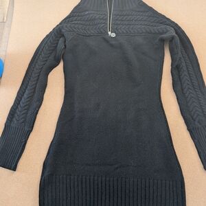 Rossignol Black Cable Half-Zip Turtleneck Sweater Dress